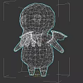 Green Cartoon Octopus 3D Model With Big Eyes Tentacles And Small Wings