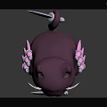 Cute Purple Cartoon Cat Doll Holding Small Knife With Decorative Wings