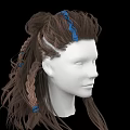 Hair Jewelry Accessories With Blue Decorations On Braided Brown Hair Mannequin Head