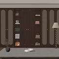 Elegant Dark Brown Wooden Wardrobe With Lattice Doors And Storage Shelves In Modern Interior