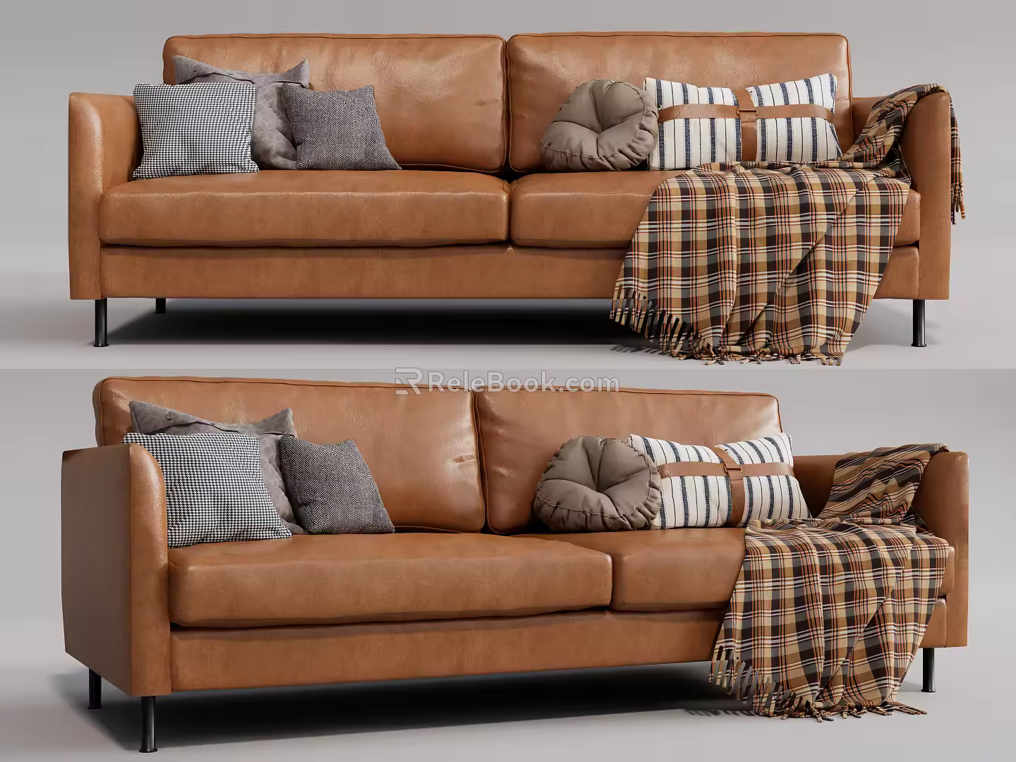 Modern double sofa three-seat sofa 3d model