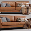 Modern double sofa three-seat sofa 3d model