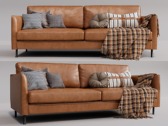 Modern double sofa three-seat sofa 3d model