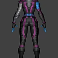 Game Movie Character Blue Skin Purple Black Combat Suit Full Body Design