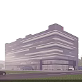 Modern Office Building Exterior With Glass Curtain Wall Multiple Floors And Surrounding Trees