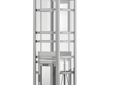 Modern Transparent Elevator Design With Glass Walls And Metal Frame Structure 3d model