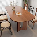 Middle style dining table and chair combination 3d model