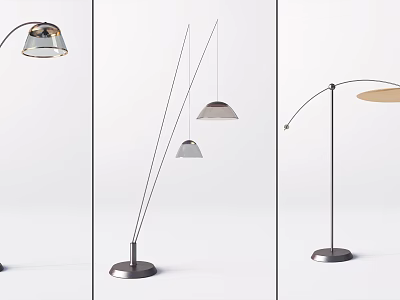 Modern Floor Lamp Designs With Curved Metal Arm And Dome Shade Features 3d model