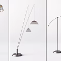 Modern Floor Lamp Designs With Curved Metal Arm And Dome Shade Features