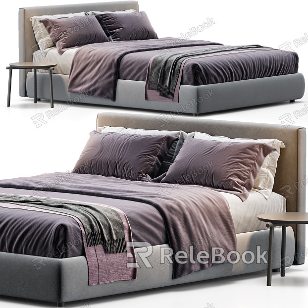 Grey fabric double bed first model