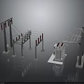 Electrical Substation Setup With Transformer Power Poles Insulators and Wires