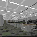 Modern Public Office Space Interior With Workstations Computers Ergonomic Chairs And Windows 3d model