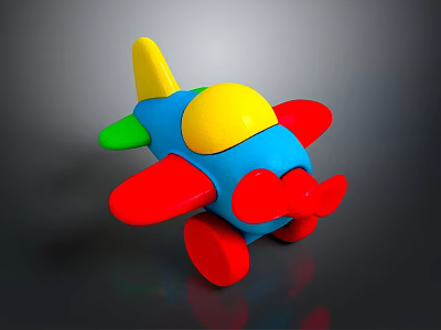 Colorful Playful Toy Spaceship For Children With Vibrant Wings And Body 3d model