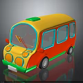 Colorful Cartoon Toy Car With Yellow Red Green Design And Playful Appearance