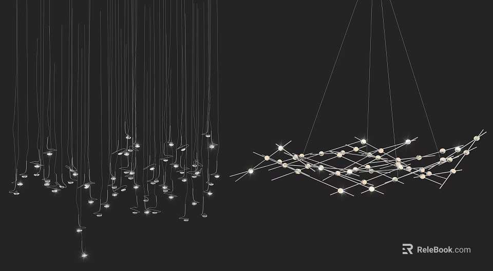 Modern Geometric Chandelier With Multiple LED Lights And Suspended Design 3d model 