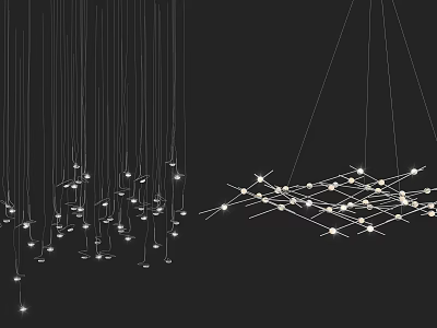 Modern Geometric Chandelier With Multiple LED Lights And Suspended Design 3d model