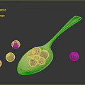 Fresh Blueberries in Golden Spoon with Scattered Berries on Dark Surface