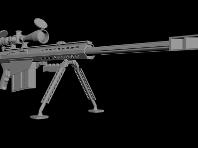 Tactical Sniper Rifle Weapon With Telescopic Scope Bipod Stand And Long Barrel Design 3d model