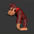 Cheerful Red Cartoon Gorilla Character With DK Logo And Shiny Paws