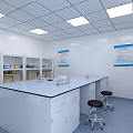 Modern Laboratory Interior Featuring Lab Benches Scientific Equipment And Ceiling Lighting 3d model