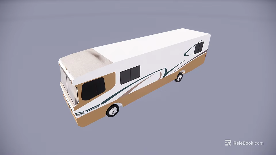 Modern White and Brown Recreational Vehicle With Streamlined Exterior And Windows 3d model 