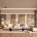 Quiet Ancient Style Home Living Room Sofa Coffee Table Combination Multi-Person Sofa Coffee Table 3d model