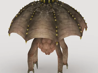 Mythical Creature With Spiked Carapace Yellow Protrusions And Clawed Legs 3d model
