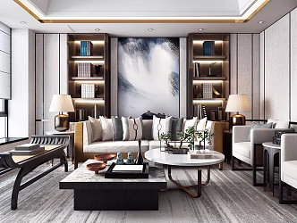 New Chinese Living Room Meeting Room 3d model