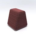 Red Fabric Ottoman With Plaid Pattern And Square Shape For Living Room Decor 3d model
