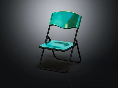 Teal Folding Leisure Chair With Black Frame Modern Minimalist Design Shiny Surface For Comfort 3d model