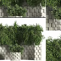 Lush Green Plants Growing On Gray Stone Wall Vertical Garden Design