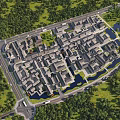 Aerial Planning of Traditional Residential Area With Green Landscapes Roads And Trees