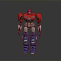 Modern Detailed Red Blue Robot Action Figure With Silver Mechanical Components