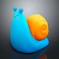 Cute Cartoon Snail Character With Blue Body Orange Spiral Shell And Happy Smiling Face