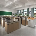 Modern Public Office Interior With Cubicles Desks Windows And Green Plants