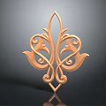 Golden Decorative Sculpture Carving With Intricate Curves Symmetrical Floral Motifs And Reflective Surface