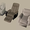 Three Modern Leather Massage Chairs With Comfortable Design Adjustable Recline And Footrest