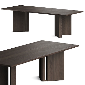 Huxley minimalist solid wood dining table 3d model