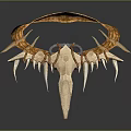 Unique Decorative Fashion Headpiece Featuring Golden Curved Ring Spiked White Accents Metallic Leather Design