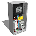 Industrial Electrical Control Cabinet with Digital Meter Terminal Blocks and Colorful Wires