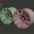 Metallic Silver Car Wheels Featuring Spoke Design and Reflective Finish 3d model