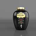 Traditional Black Ceramic Wine Jar With Golden Lid And Vintage Label