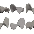 Modern Leisure Chair With Curved Design And Light Fabric In Multiple Angles