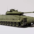 Military Weapon Main Battle Tank With Green Armor Turret And Cannon Tracks