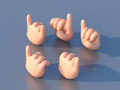 Various Pastel Pink Finger Gesture Shaped Home Decor Items For Daily Use 3d model