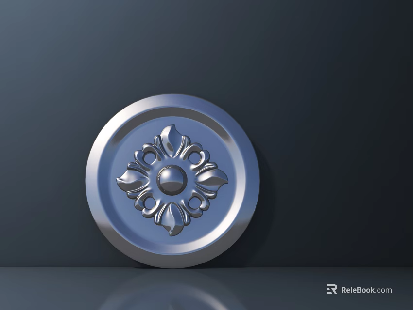 Intricate Circular Metallic Carving Decoration with Ornate Floral Pattern for Home Wall Decor 3d model 