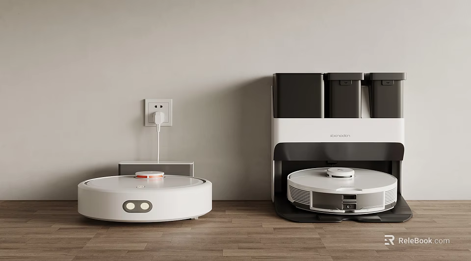 Smart Robotic Vacuum Cleaner With Charging Dock In Modern Home Environment 3d model 