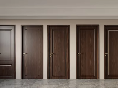 Various Styles Of Wooden Hinged Doors With Different Panel Details For Interior Home Decor 3d model