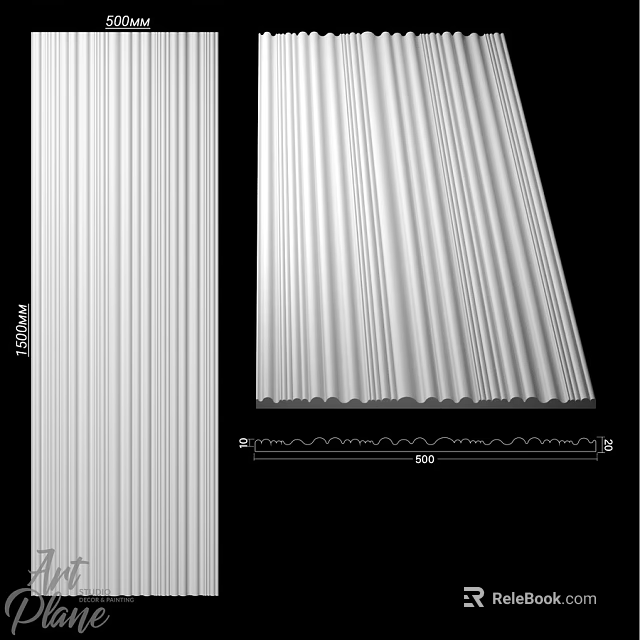 Stylish White Textured Wall Panel Design For Modern Interior Decorative Surface 3d model 