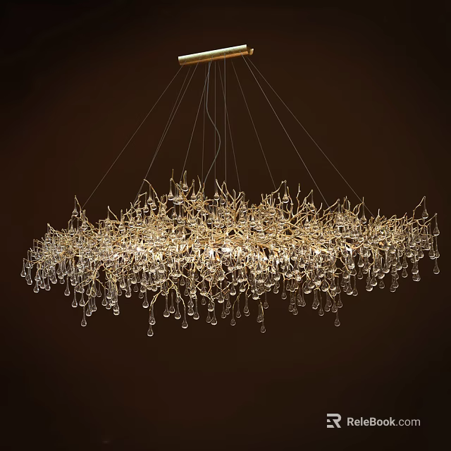 Stunning Modern Elegant Luxurious Crystal Chandelier With Branch Like Hanging Crystal Drops Design 3d model 